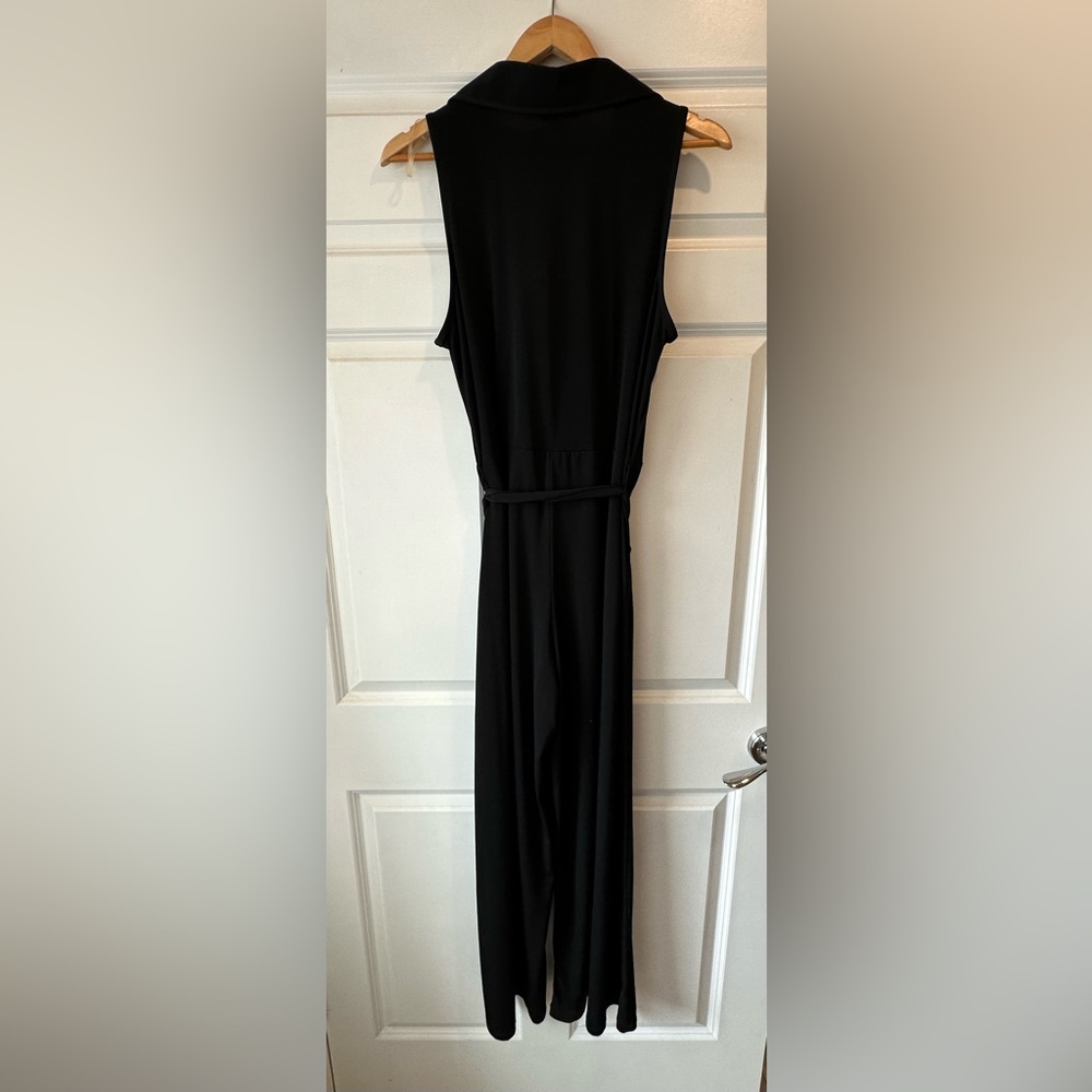 Nina Leonard Black Collared Wrap Jumpsuit - Picture 6 of 6